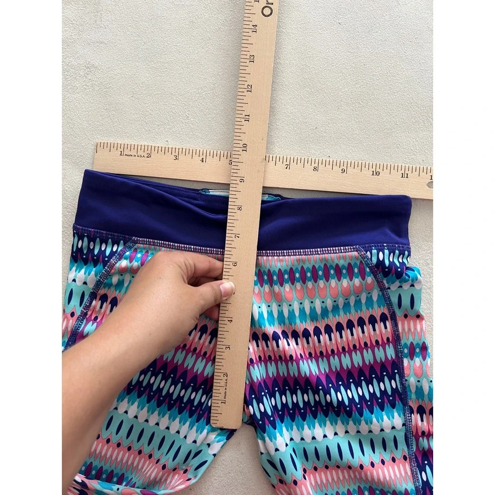 Gymgo Girls Activewear Leggings Multicolor Geometric Athletic Pants Size L 10-12